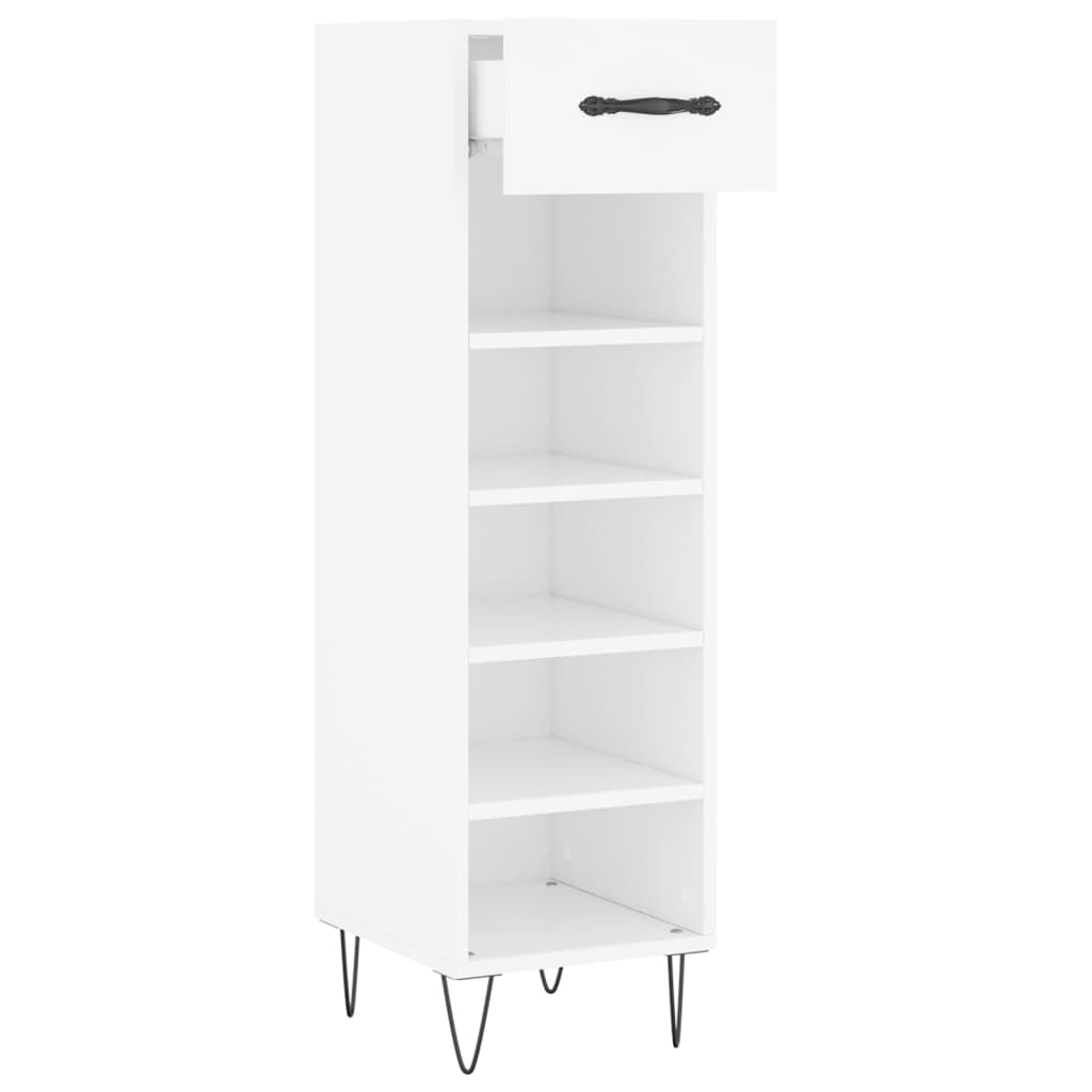 Skohylle hvit 30x35x105 cm konstruert tre