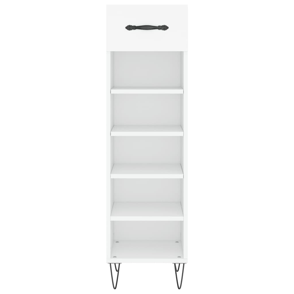 Skohylle hvit 30x35x105 cm konstruert tre