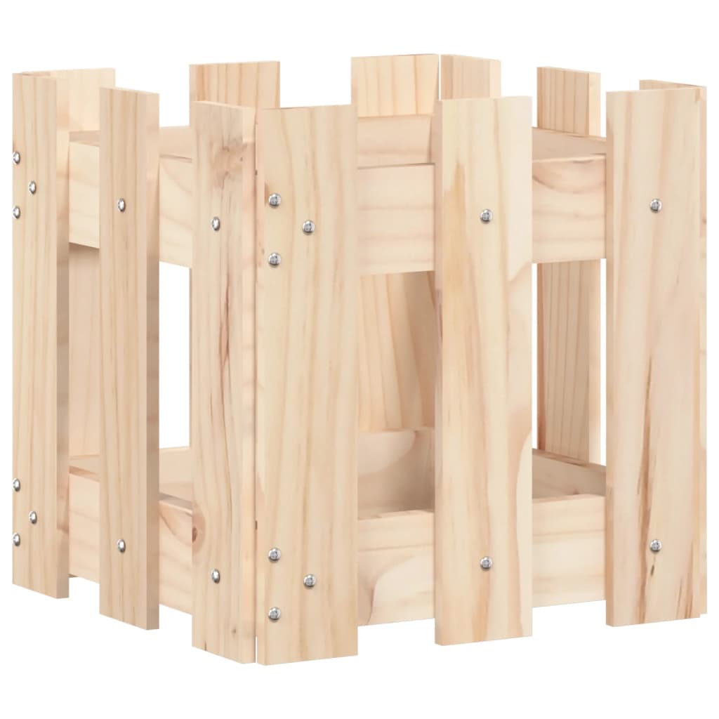 Plantekasse med gjerdedesign 30x30x30 cm heltre furu