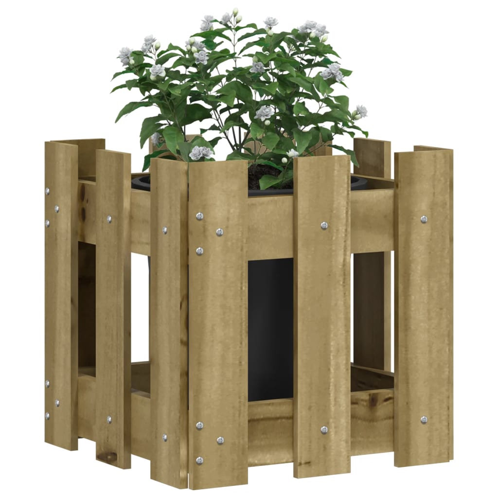 Plantekasse med gjerdedesign 30x30x30 cm impregnert furu