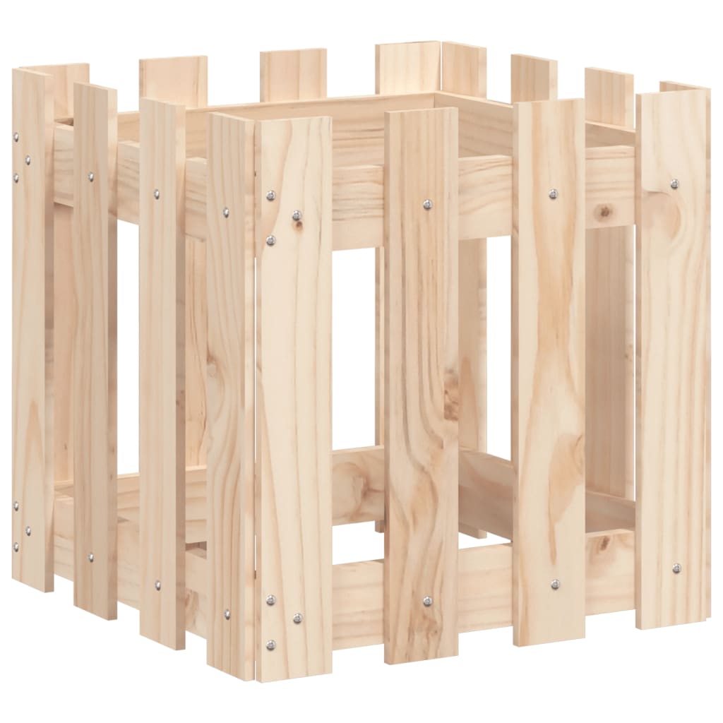 Plantekasse med gjerdedesign 40x40x40 cm heltre furu