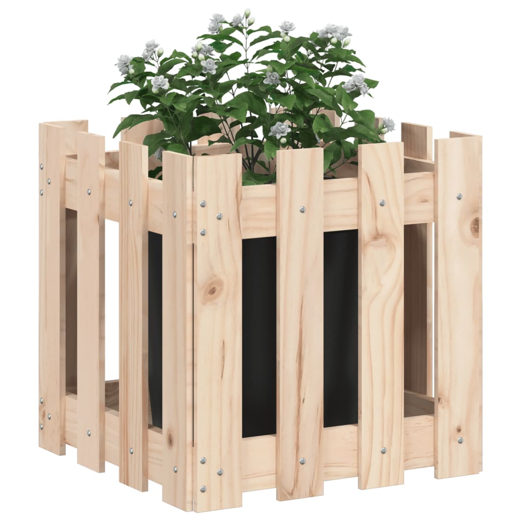 Plantekasse med gjerdedesign 40x40x40 cm heltre furu