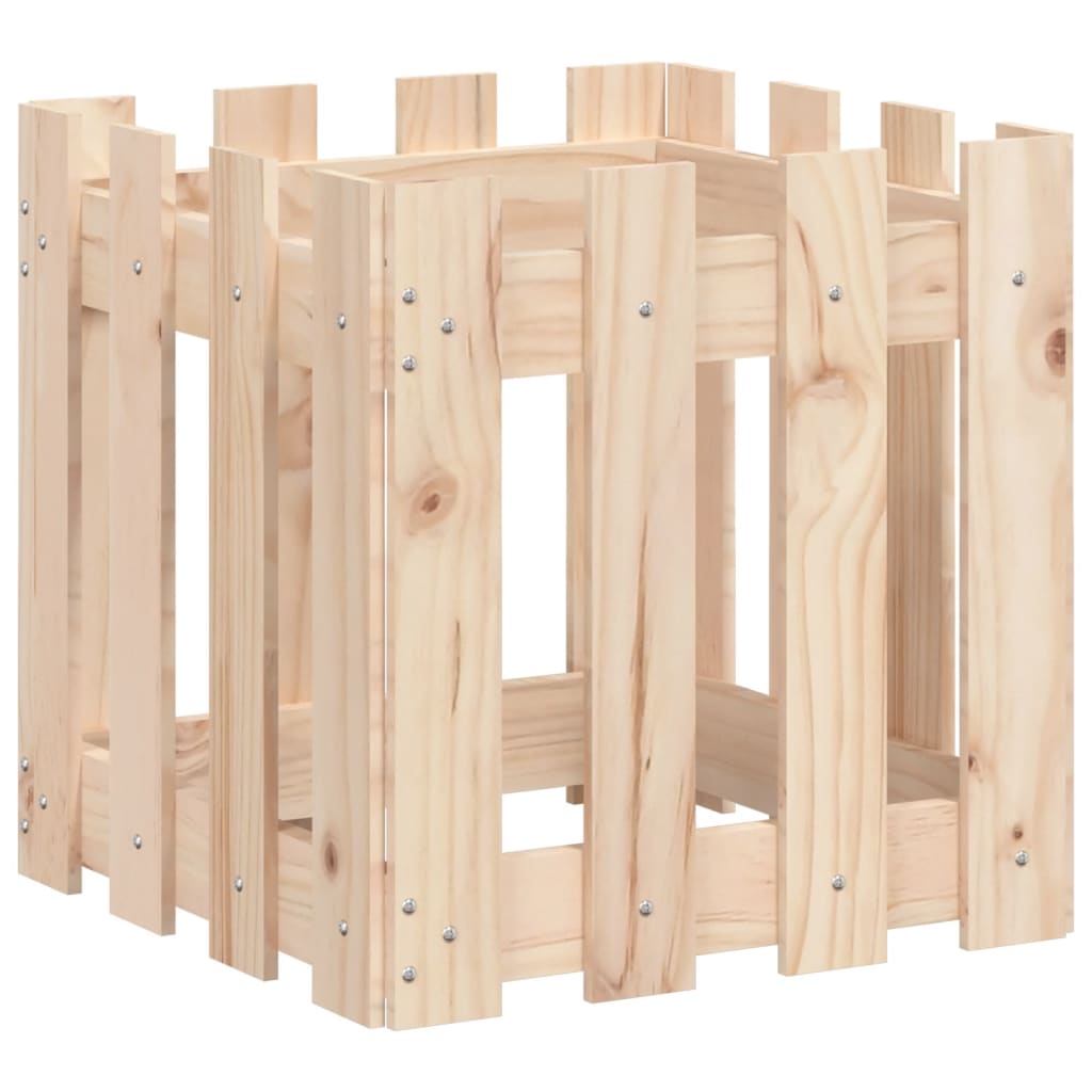 Plantekasse med gjerdedesign 40x40x40 cm heltre furu