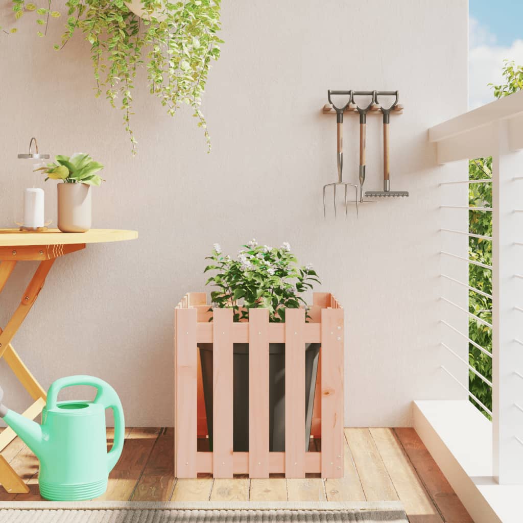 Plantekasse med gjerdedesign 50x50x50 cm heltre douglasgran