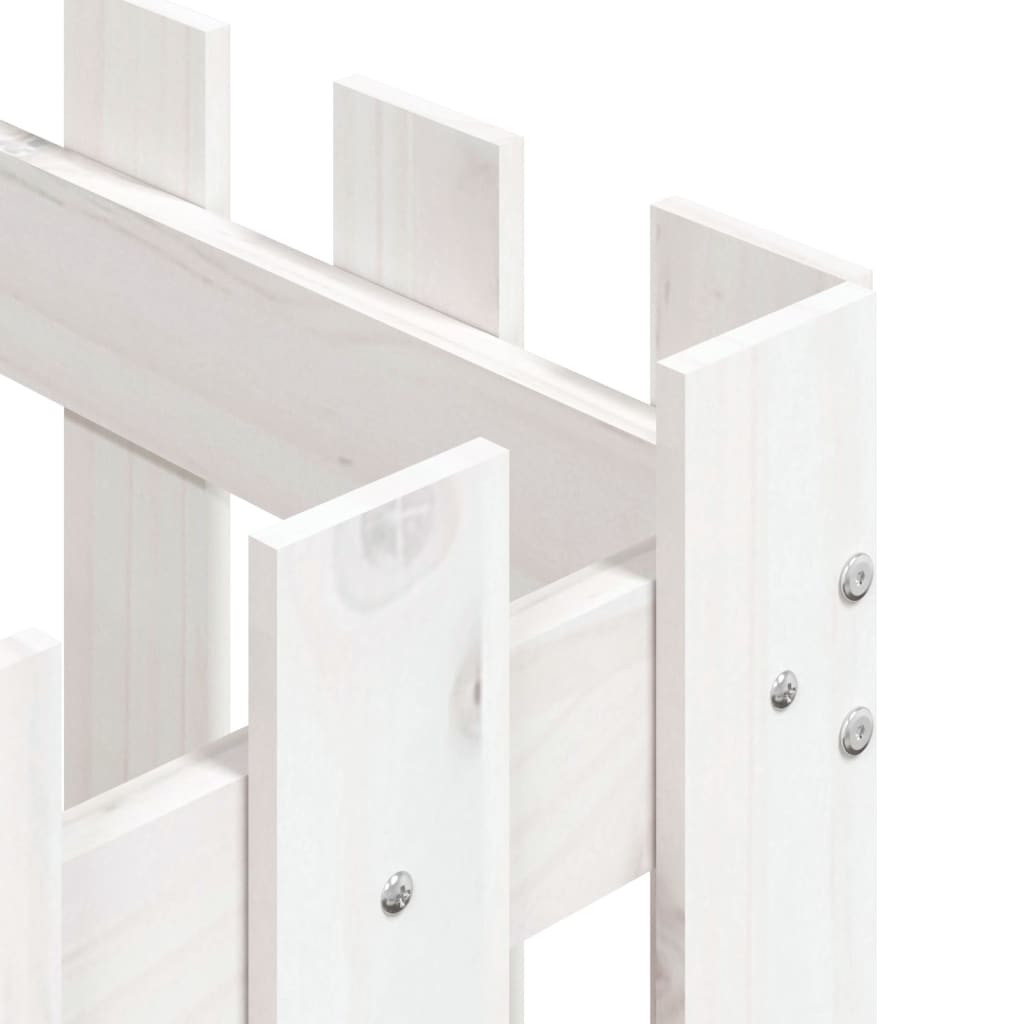Plantekasse med gjerdedesign hvit 60x60x60 cm heltre furu