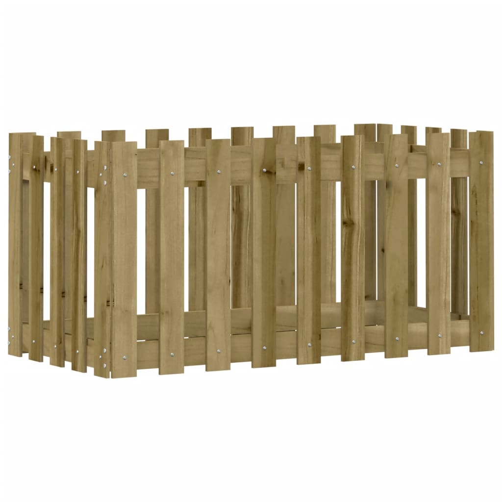 Høybed med gjerdedesign 100x50x50 cm impregnert furu