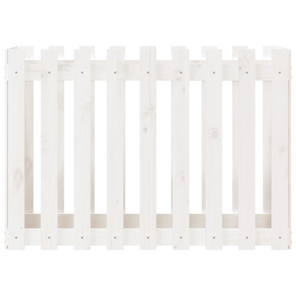 Høybed med gjerdedesign hvit 100x50x70 cm heltre furu