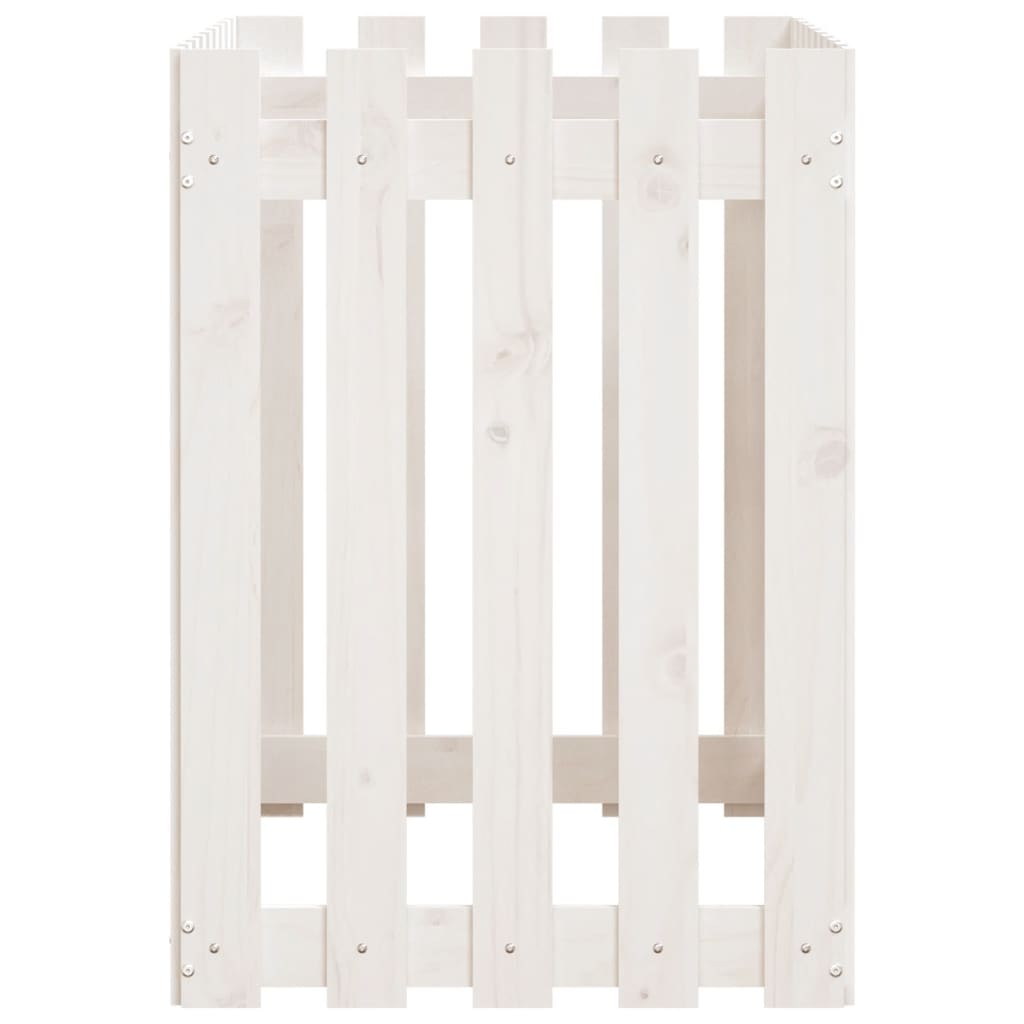 Høybed med gjerdedesign hvit 100x50x70 cm heltre furu