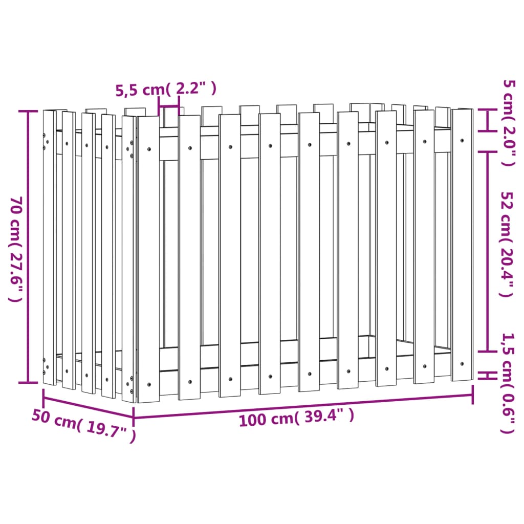 Høybed med gjerdedesign svart 100x50x70 cm heltre douglasgran
