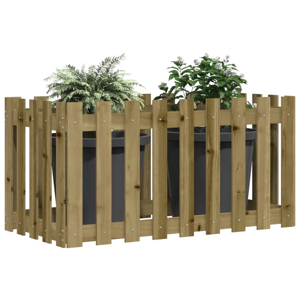 Høybed med gjerdedesign 100x50x70 cm impregnert furu