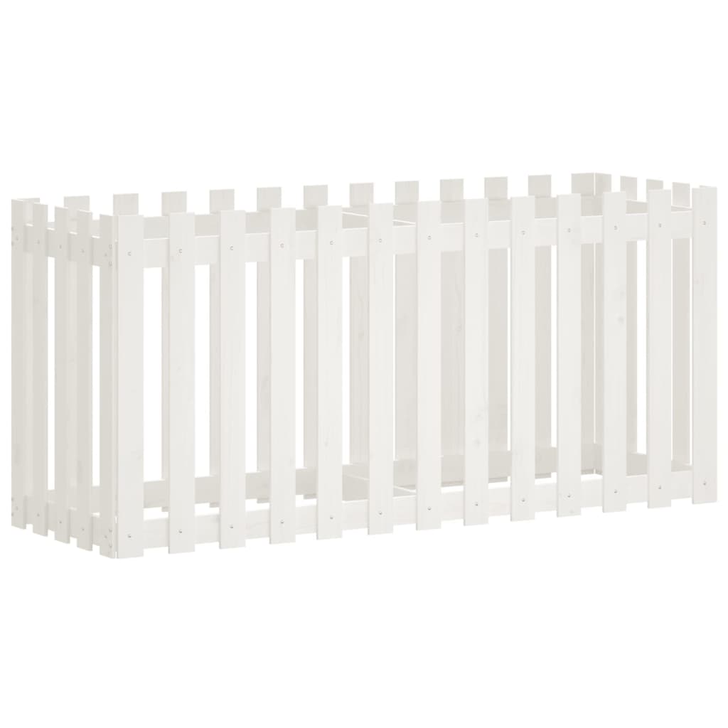 Høybed med gjerdedesign hvit 150x50x70 cm heltre furu