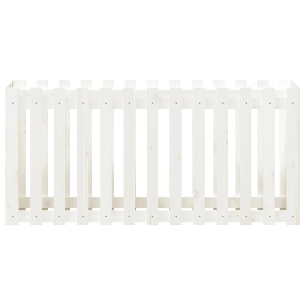 Høybed med gjerdedesign hvit 150x50x70 cm heltre furu