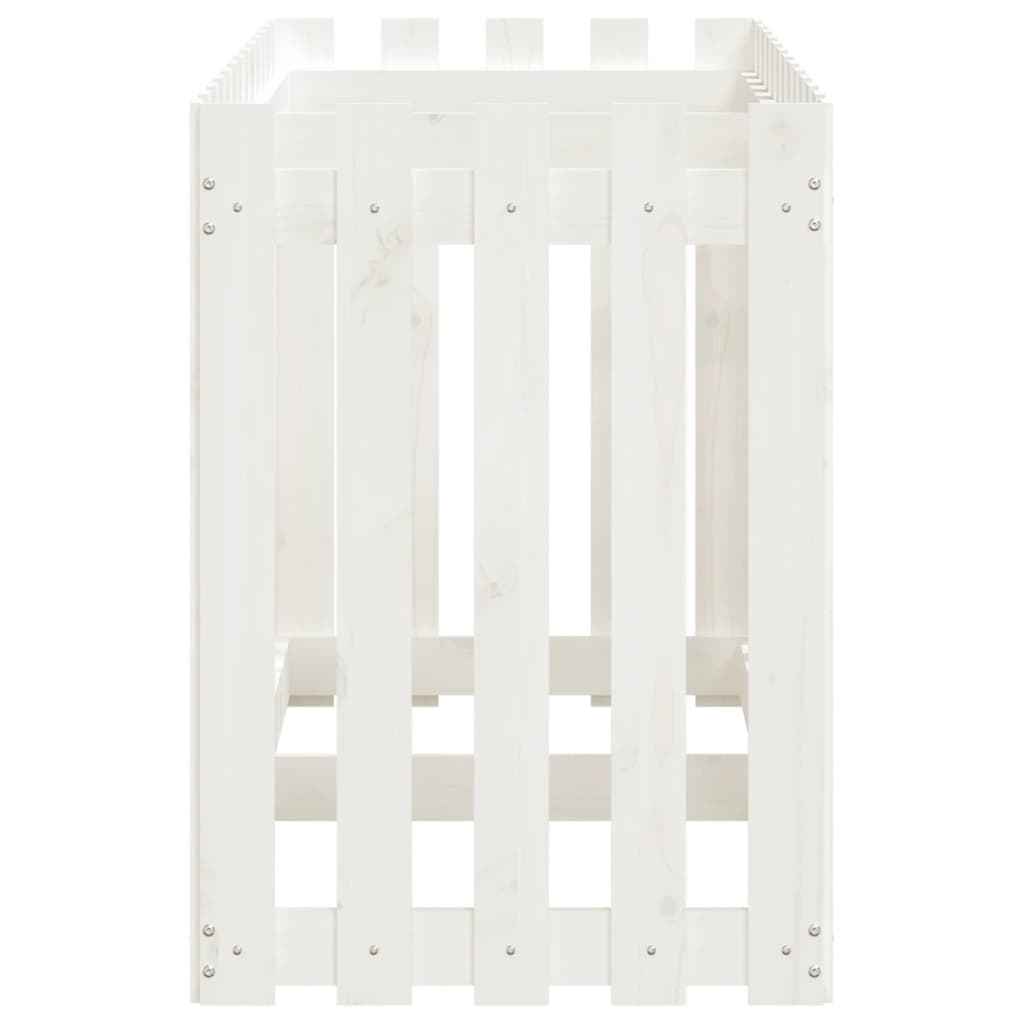 Høybed med gjerdedesign hvit 150x50x70 cm heltre furu