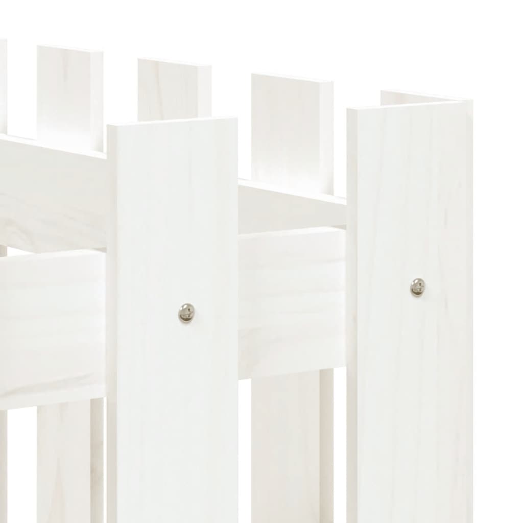 Høybed med gjerdedesign hvit 150x50x70 cm heltre furu