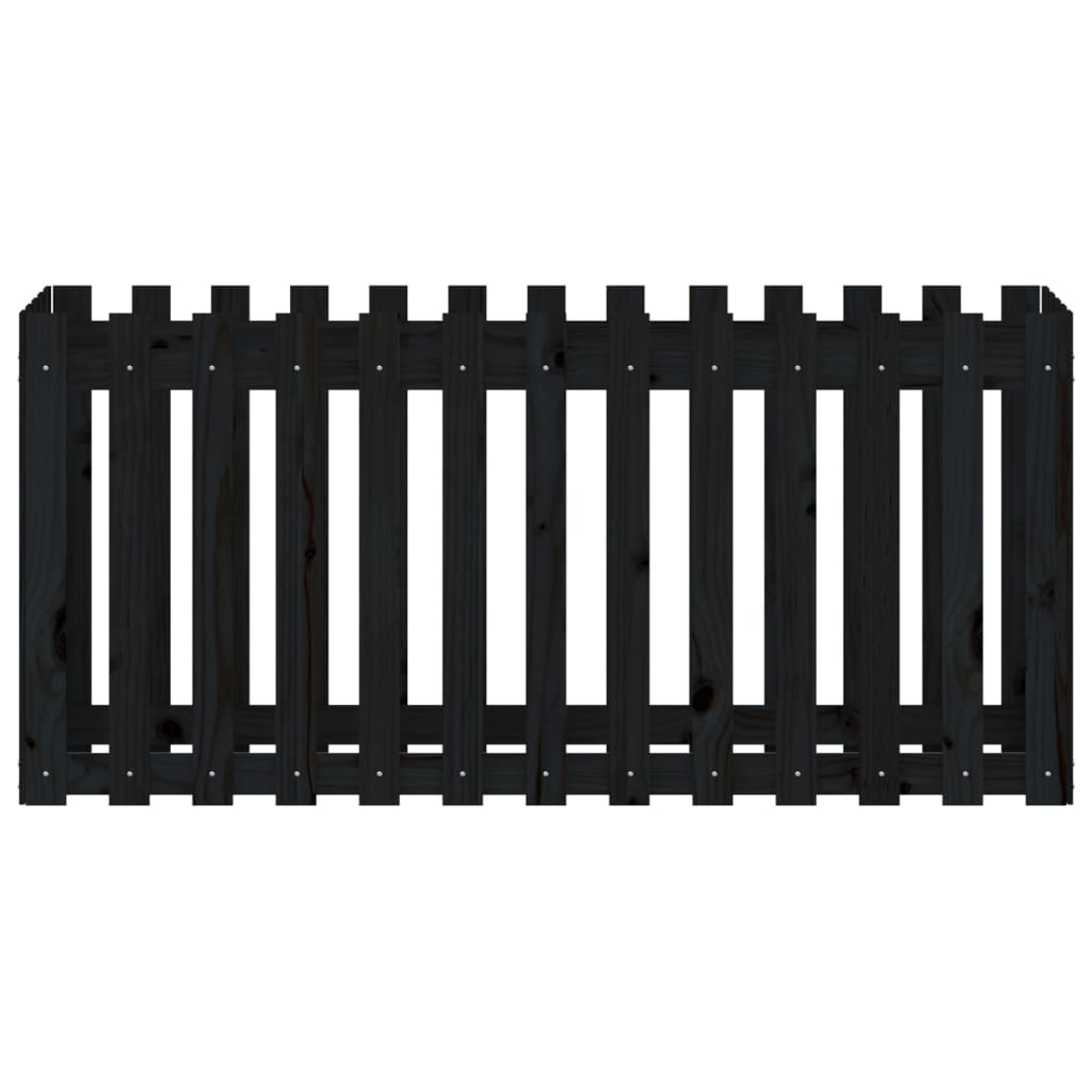 Høybed med gjerdedesign svart 150x50x70 cm heltre furu