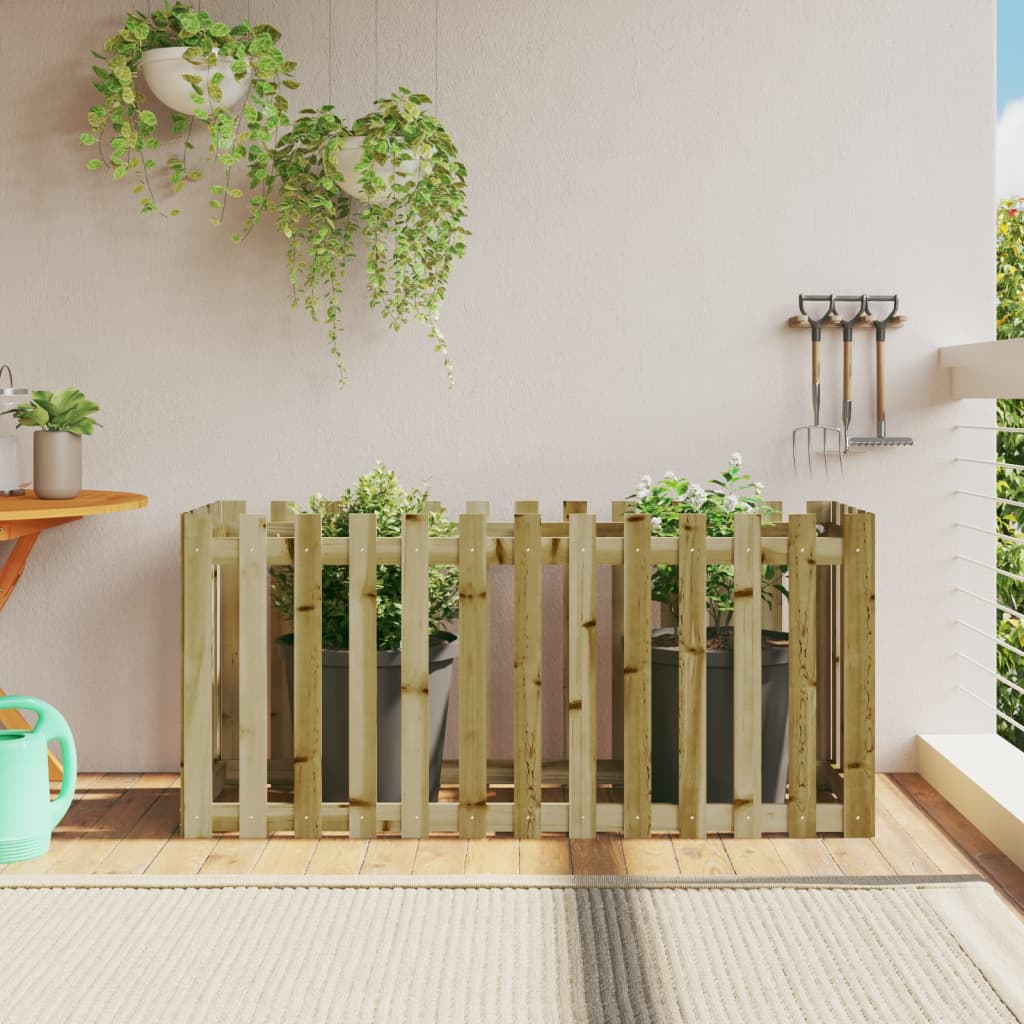 Høybed med gjerdedesign 150x50x70 cm impregnert furu