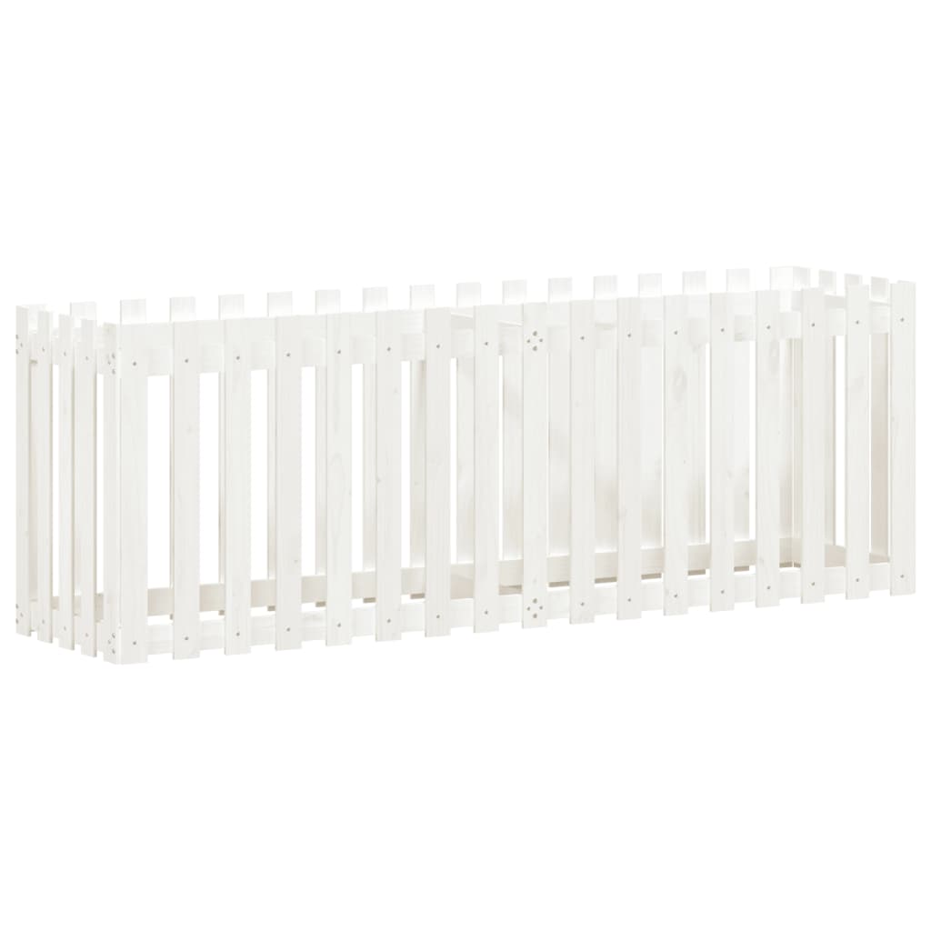 Høybed med gjerdedesign hvit 200x50x70 cm heltre furu