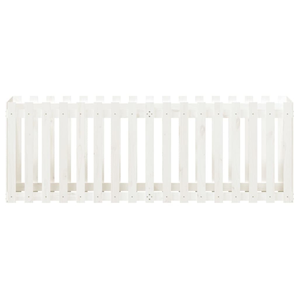 Høybed med gjerdedesign hvit 200x50x70 cm heltre furu