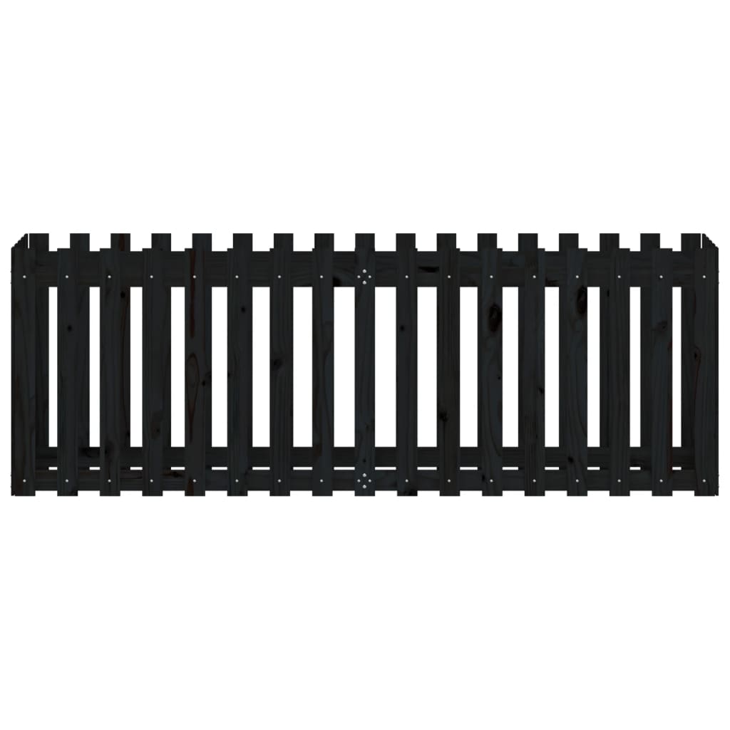 Høybed med gjerdedesign svart 200x50x70 cm heltre furu