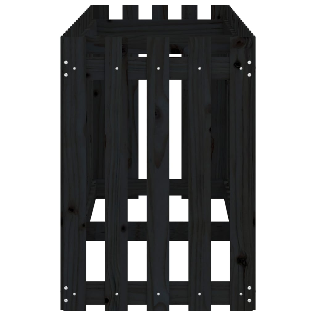 Høybed med gjerdedesign svart 200x50x70 cm heltre furu