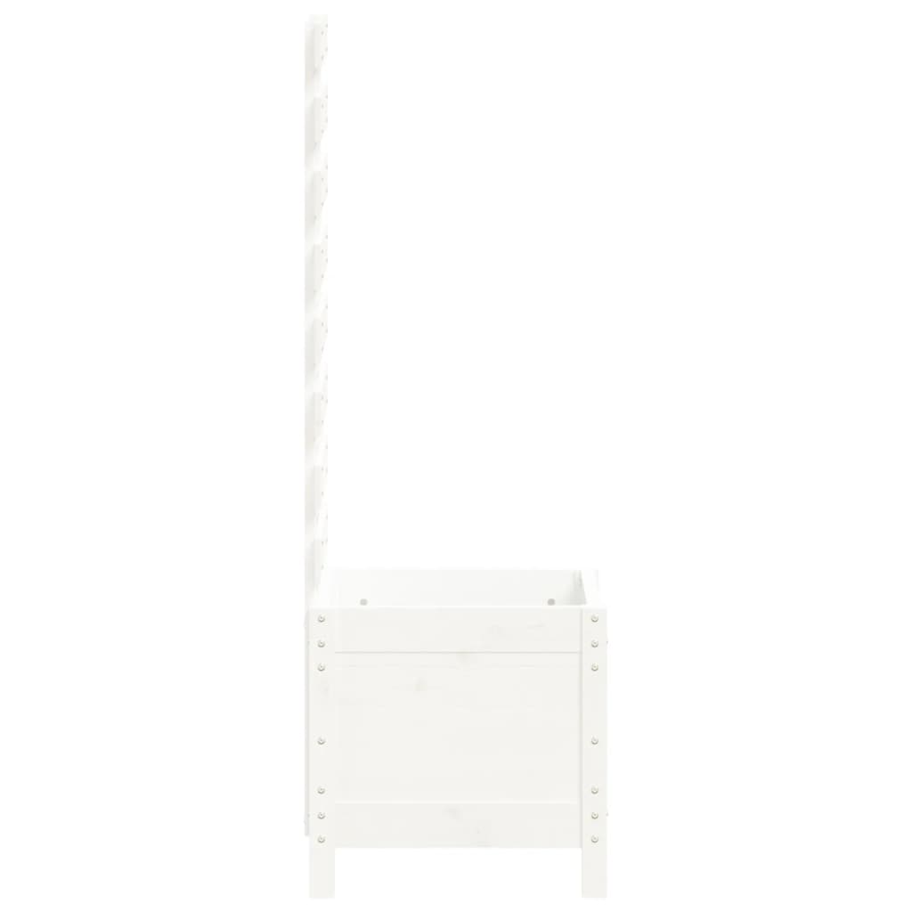 Hageplantekasse med stativ hvit 39x39,5x114 cm heltre furu