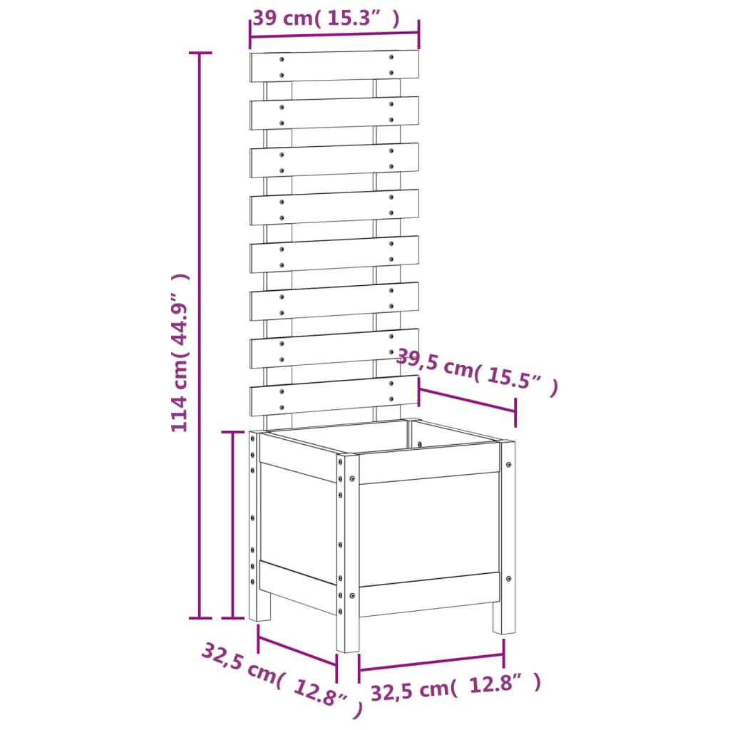 Hageplantekasse med stativ 39x39,5x114 cm heltre douglasgran