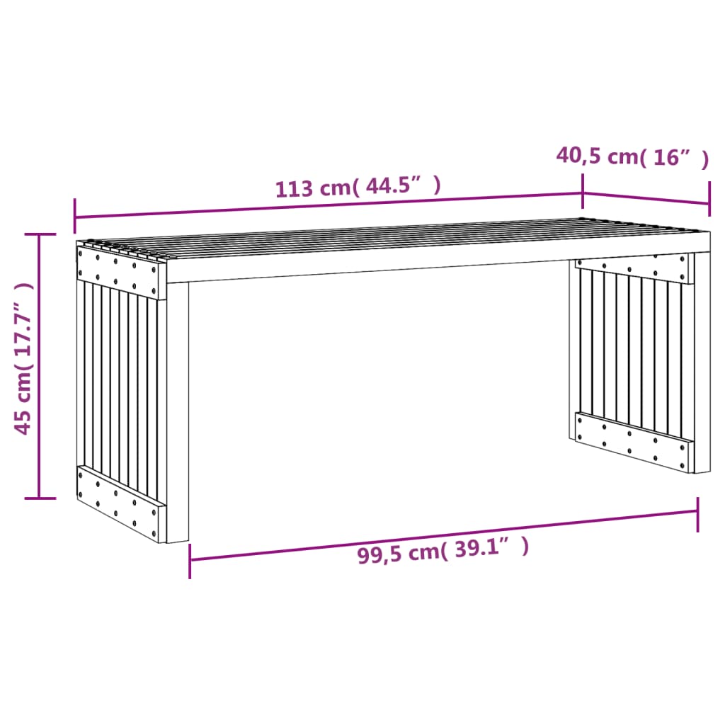 Hagebenk utvidbar 212,5x40,5x45 cm heltre furu