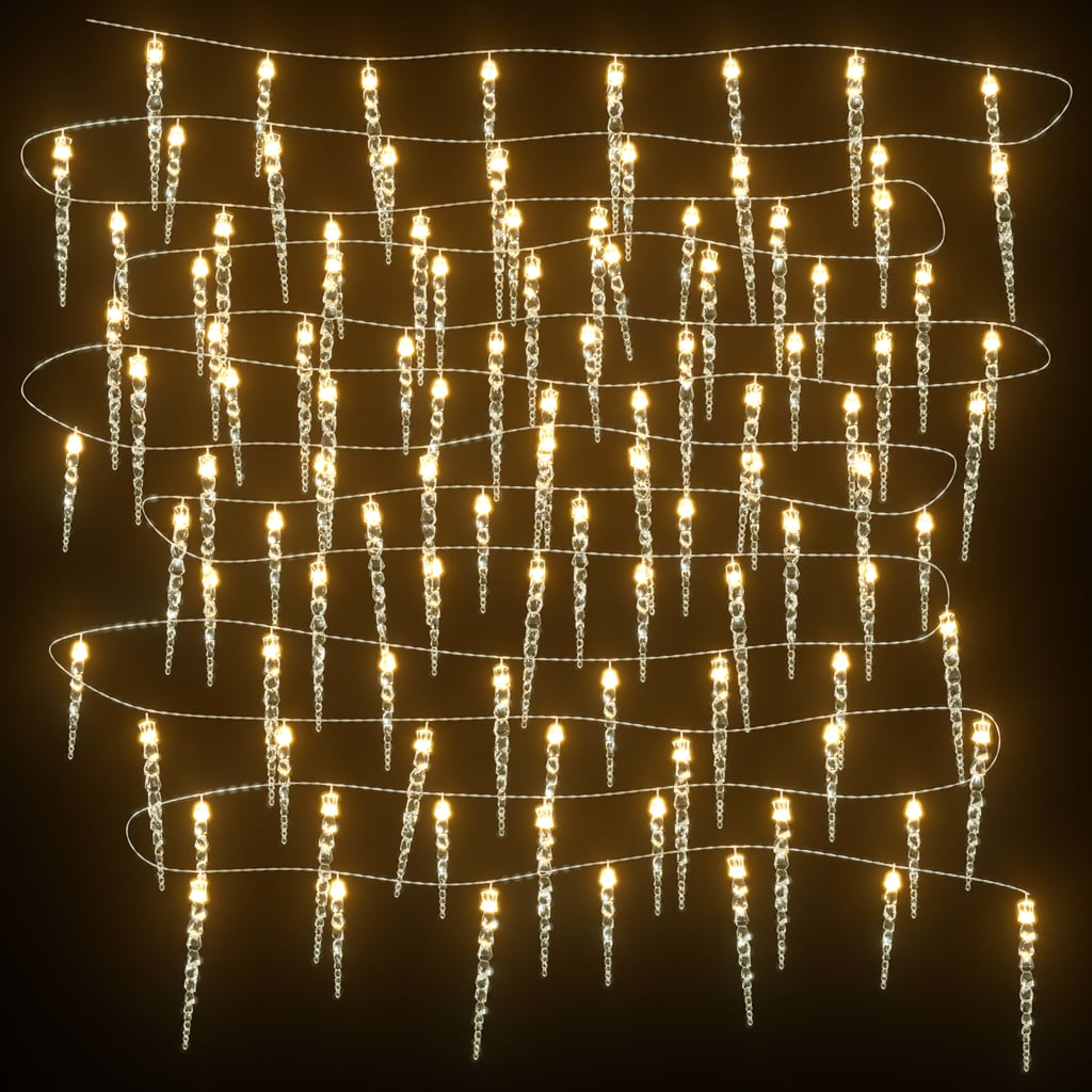 Istapplys til jul 100 LEDs varm hvit 10 m akryl PVC