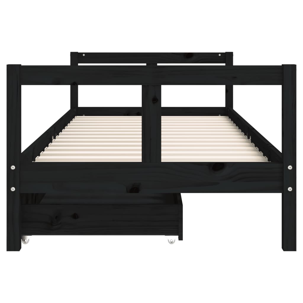 Barnesengeramme med skuffer svart 80x200 cm heltre furu