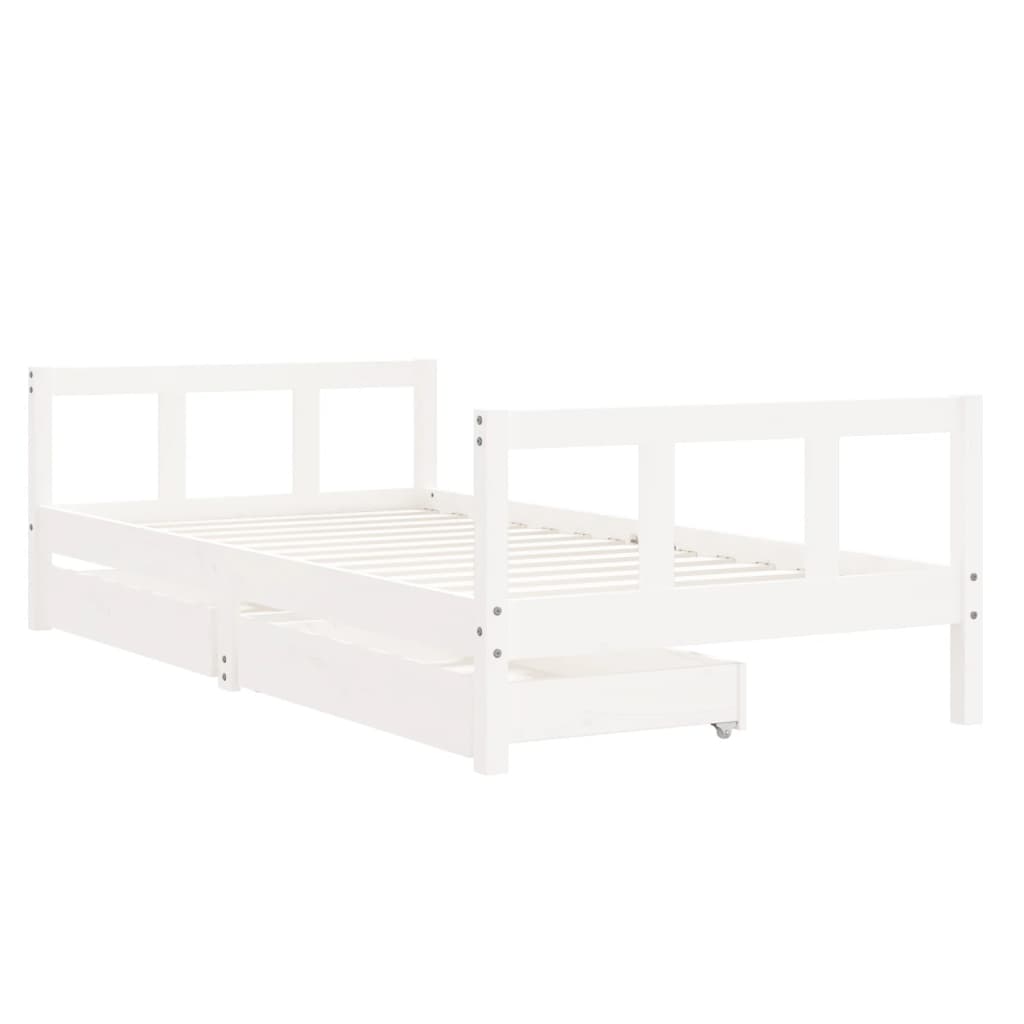 Barnesengeramme med skuffer hvit 90x190 cm heltre furu