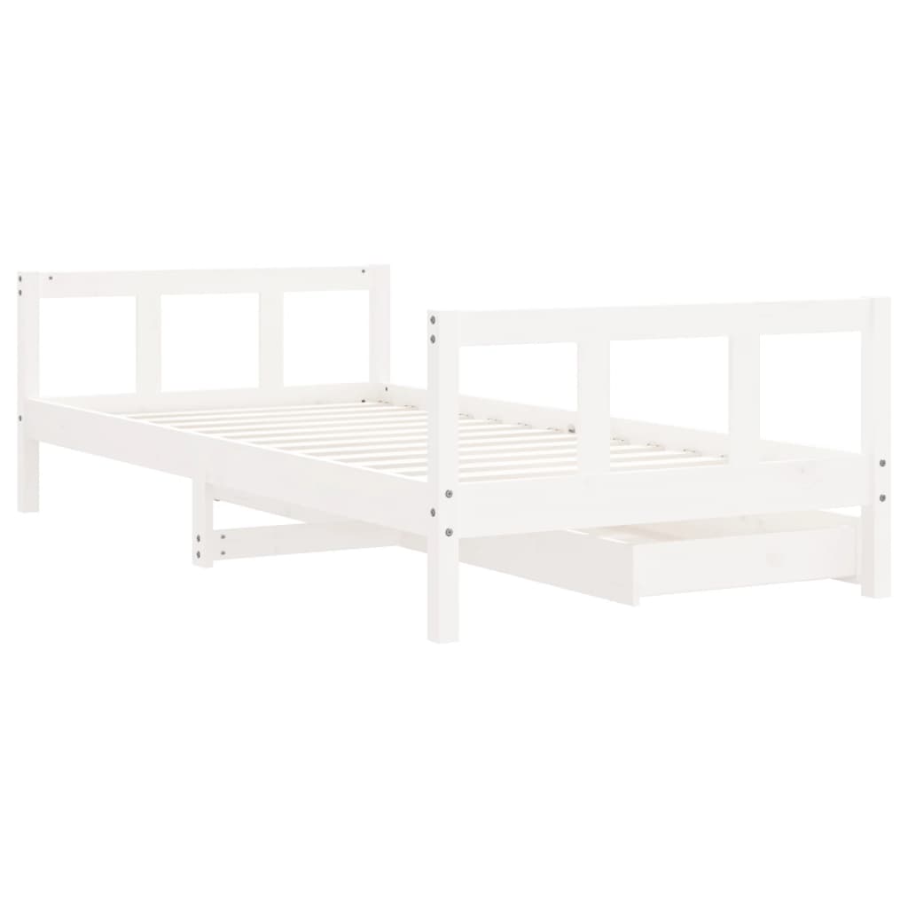 Barnesengeramme med skuffer hvit 90x190 cm heltre furu