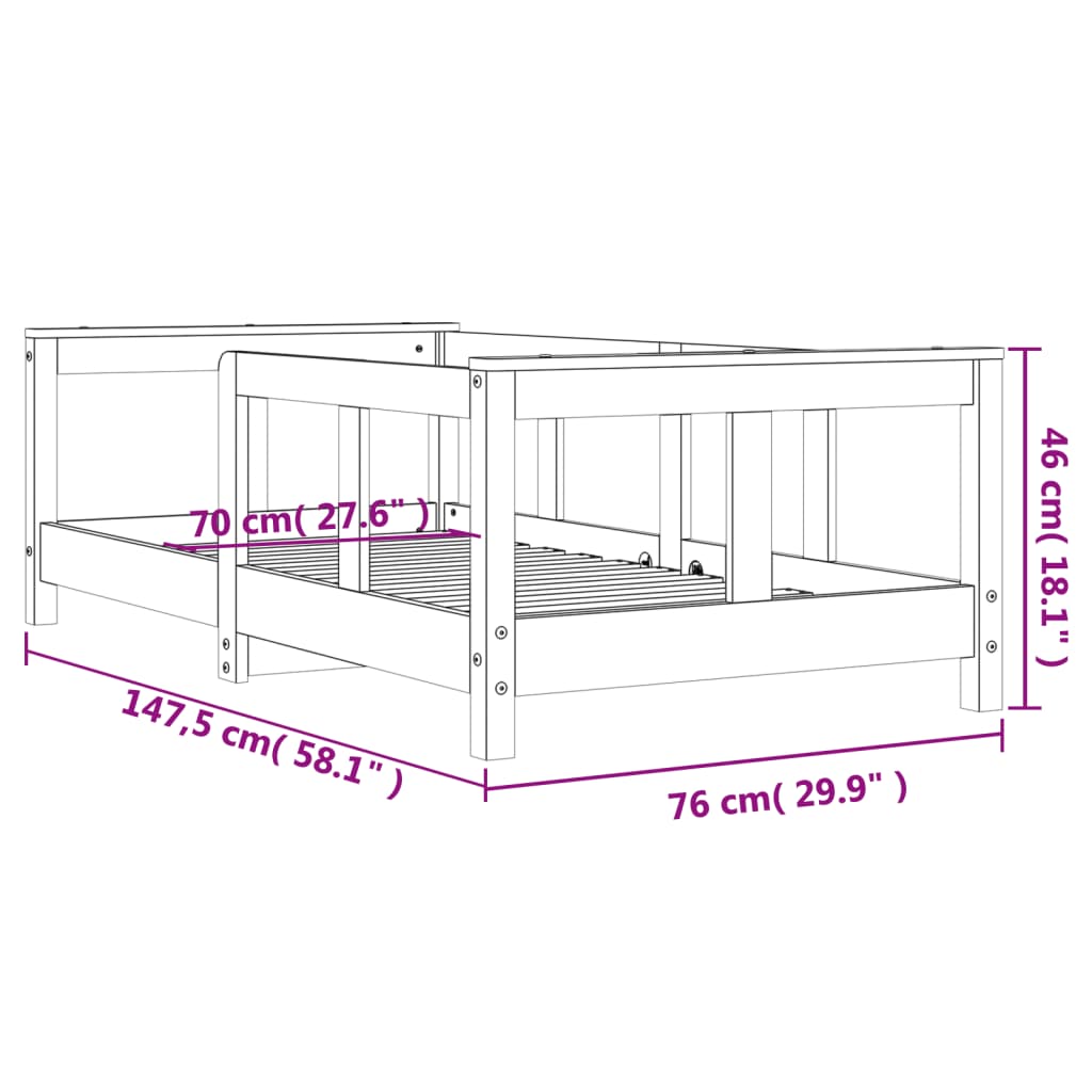 Barnesengeramme 70x140 cm heltre furu