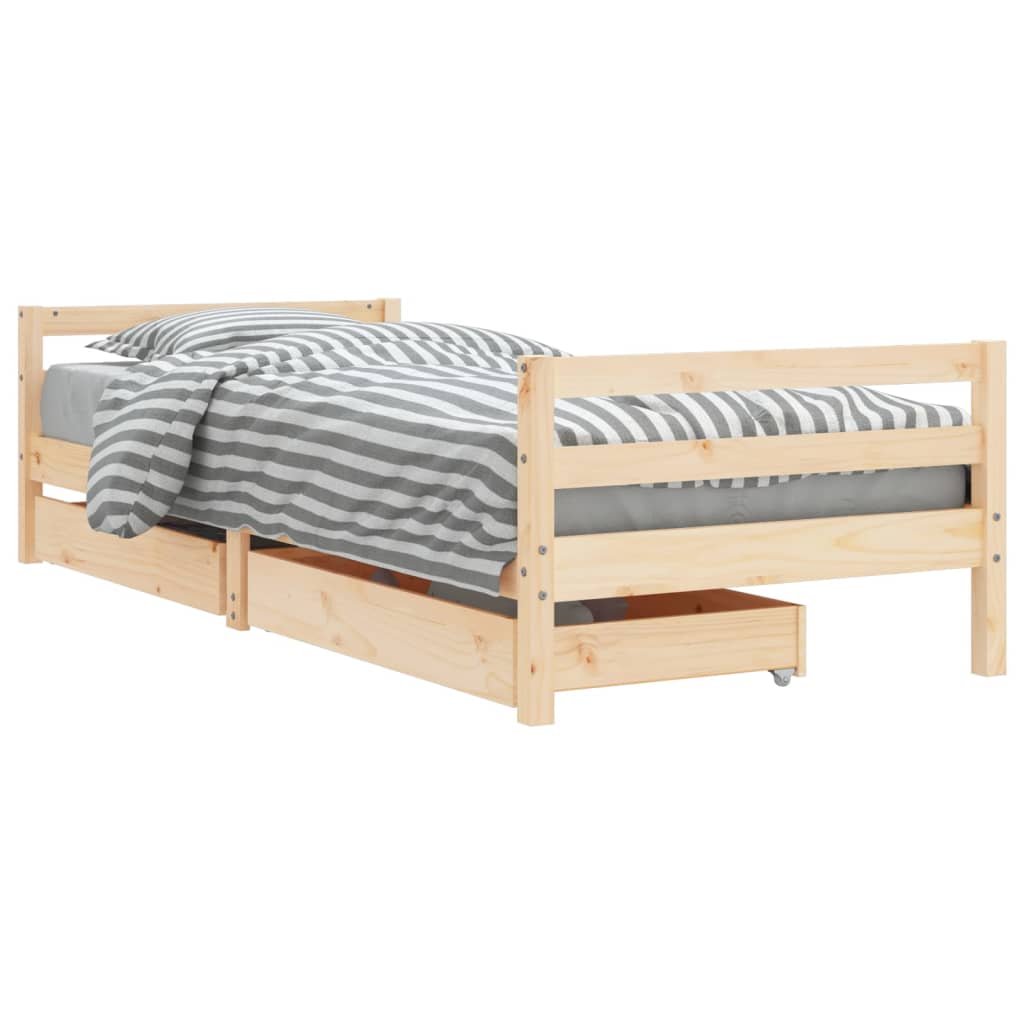 Barnesengeramme med skuffer 90x190 cm heltre furu