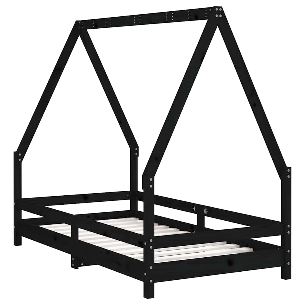 Barnesengeramme svart 80x160 cm heltre furu