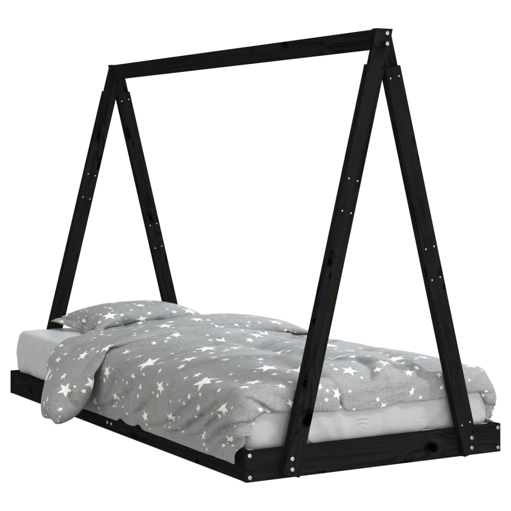 Barnesengeramme svart 90x190 cm heltre furu