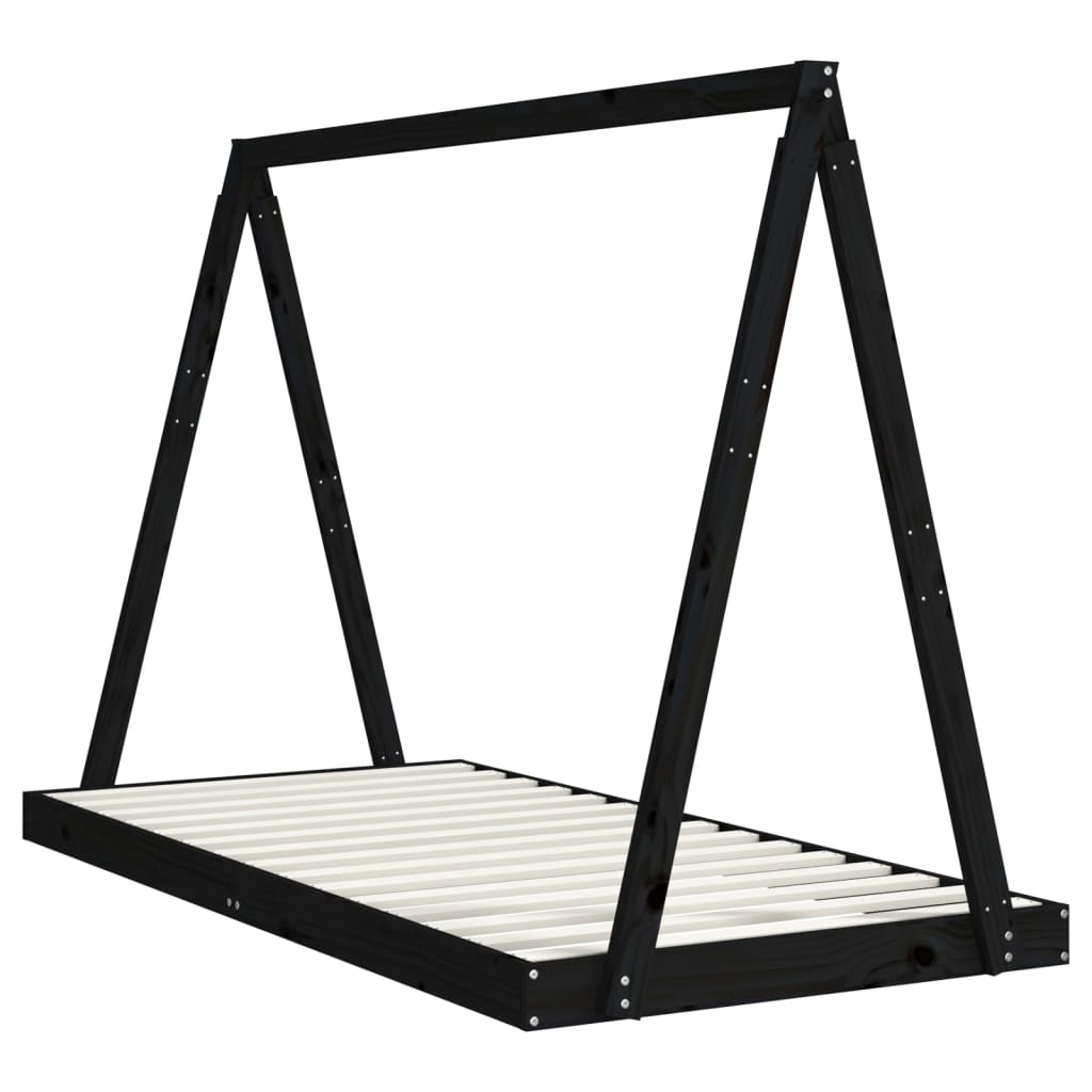 Barnesengeramme svart 90x190 cm heltre furu