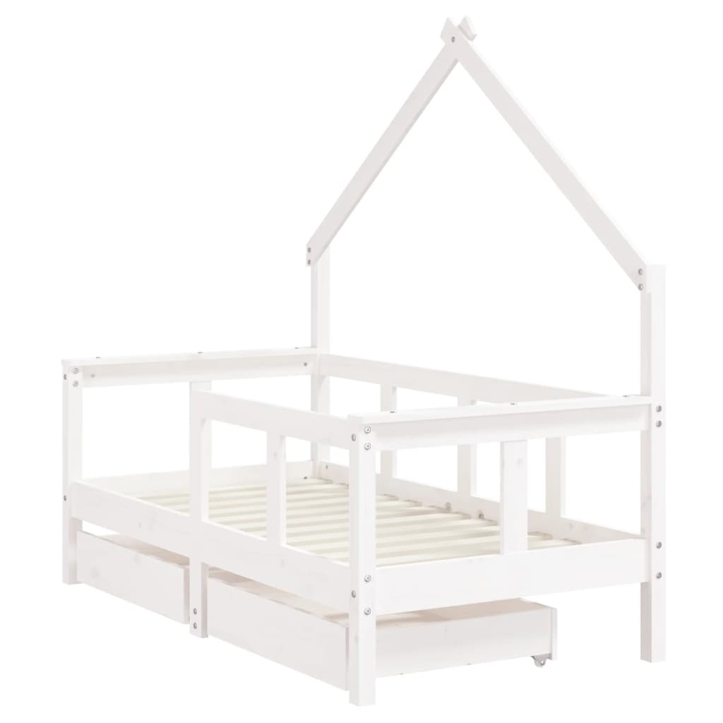 Barnesengeramme med skuffer hvit 70x140 cm heltre furu