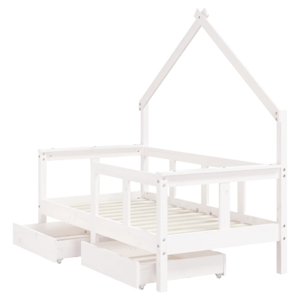 Barnesengeramme med skuffer hvit 70x140 cm heltre furu