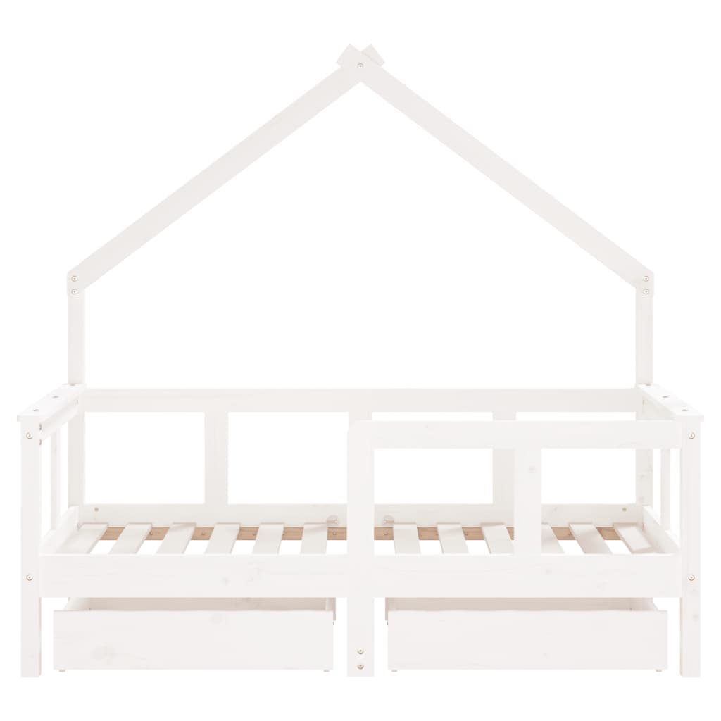 Barnesengeramme med skuffer hvit 70x140 cm heltre furu