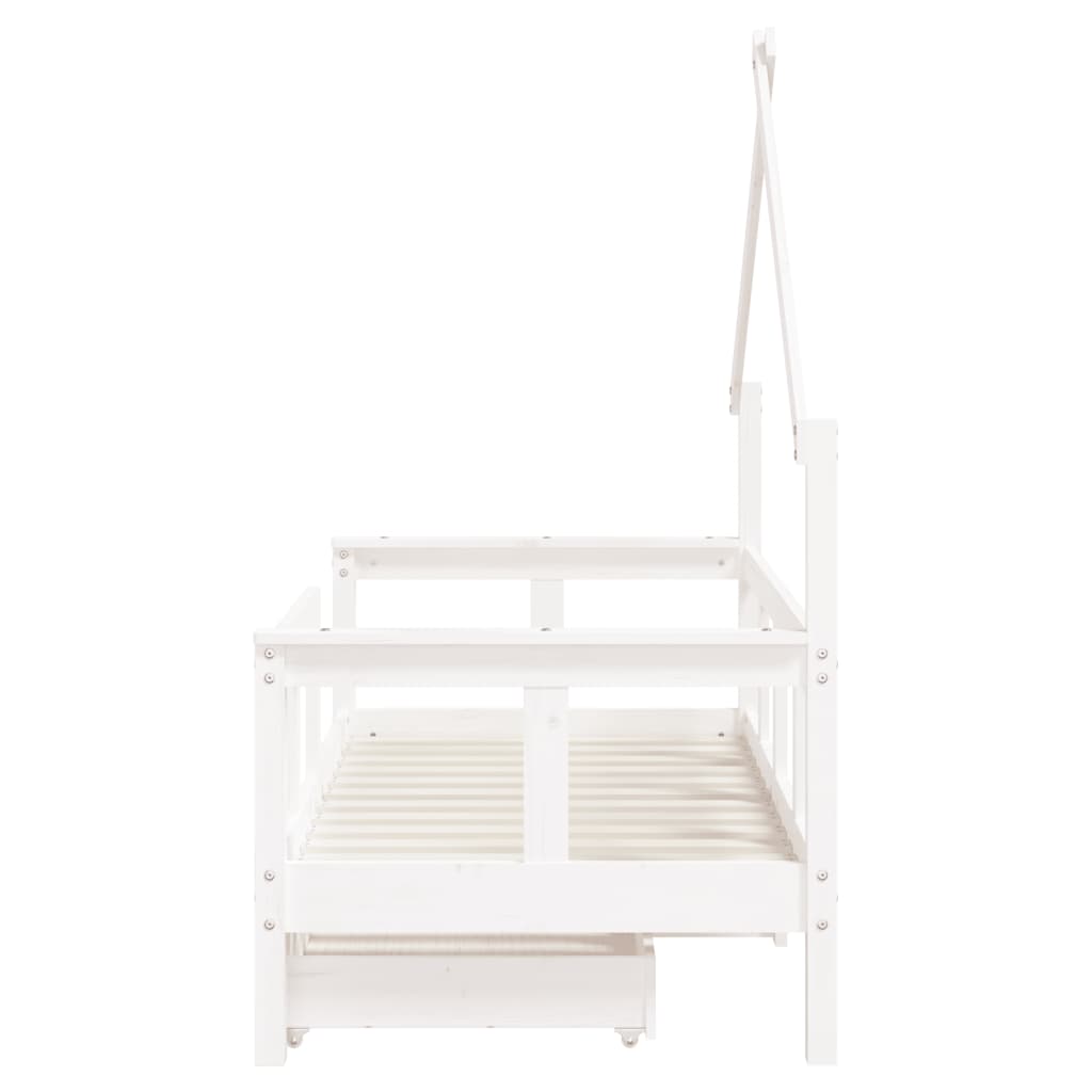 Barnesengeramme med skuffer hvit 70x140 cm heltre furu