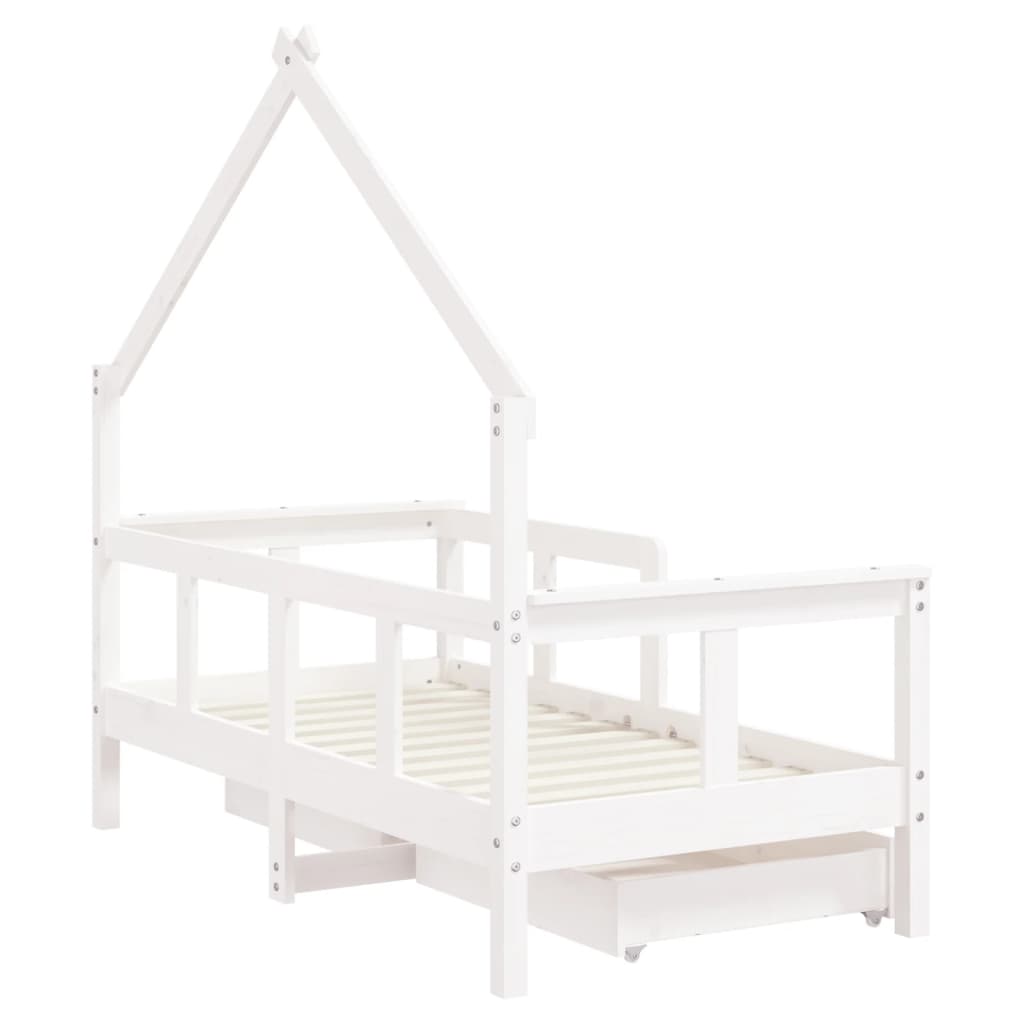 Barnesengeramme med skuffer hvit 70x140 cm heltre furu