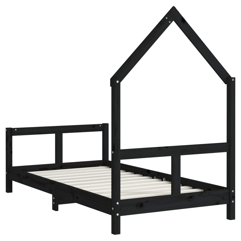 Barnesengeramme svart 80x160 cm heltre furu