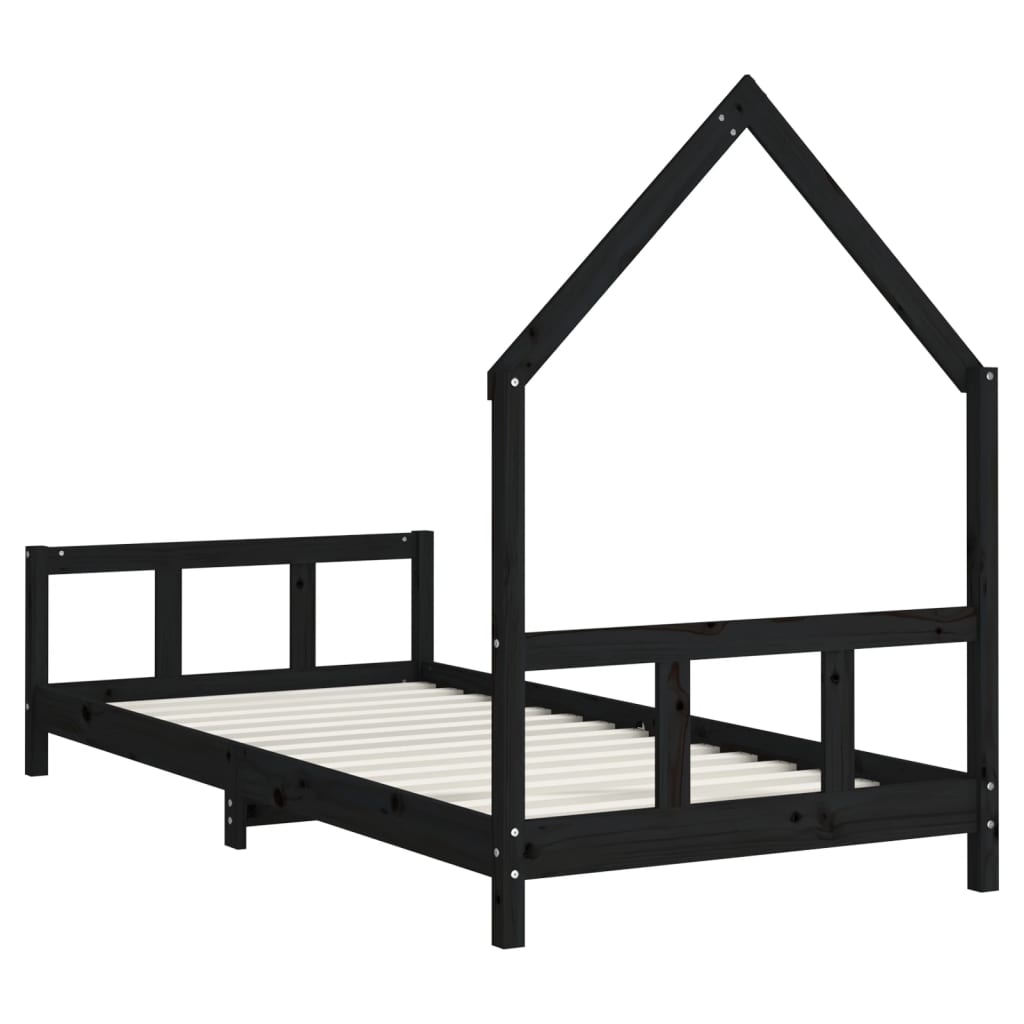 Barnesengeramme svart 90x190 cm heltre furu