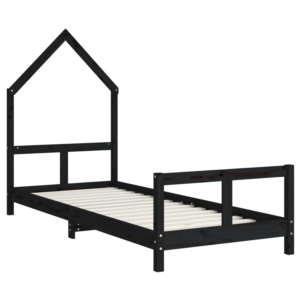 Barnesengeramme svart 80x200 cm heltre furu