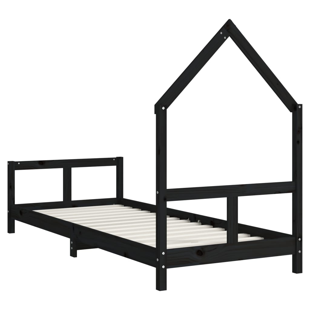 Barnesengeramme svart 80x200 cm heltre furu