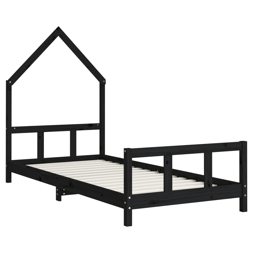 Barnesengeramme svart 90x200 cm heltre furu