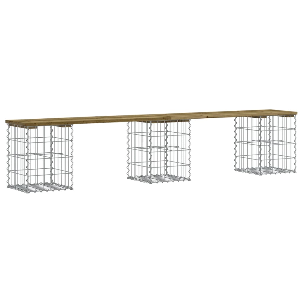 Hagebenk gabiondesign 203x31x42 cm impregnert furu