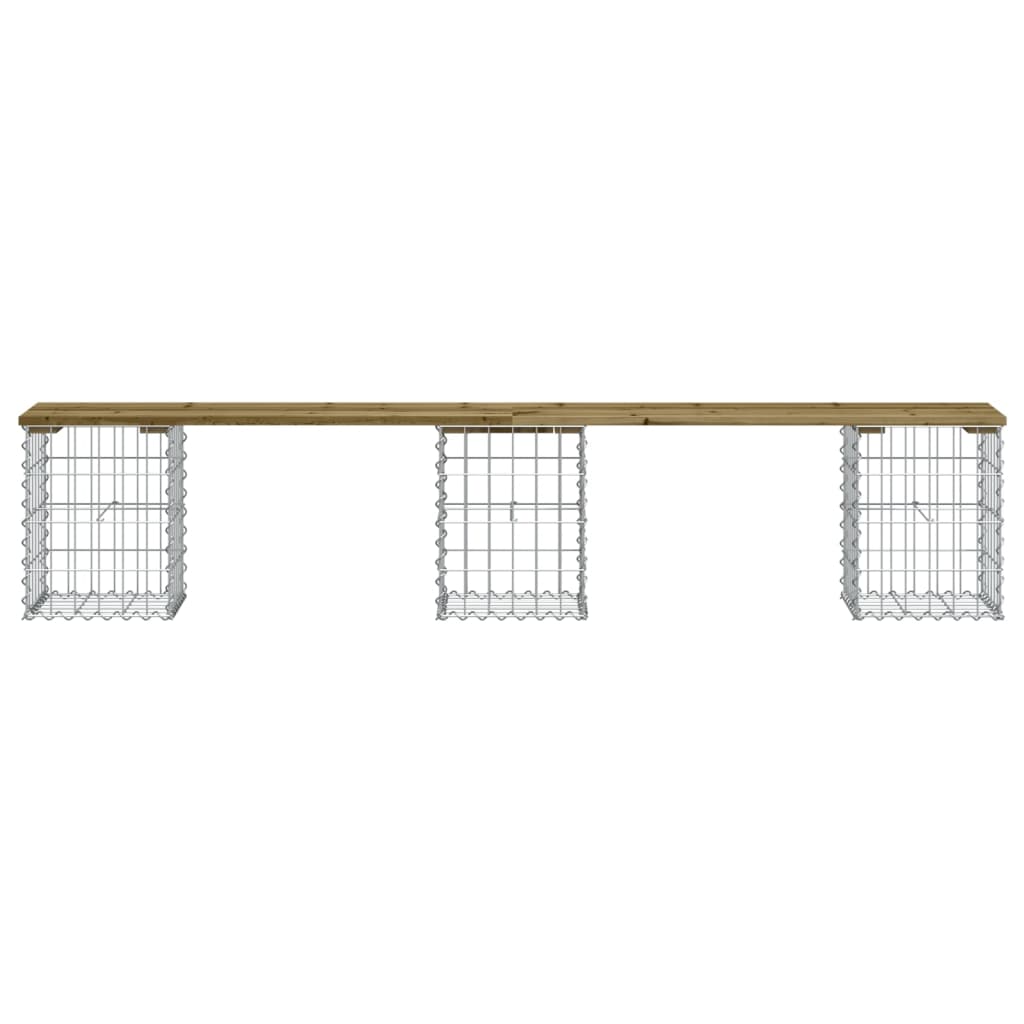 Hagebenk gabiondesign 203x31x42 cm impregnert furu