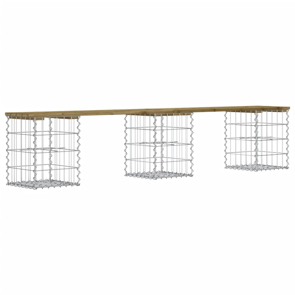 Hagebenk gabiondesign 203x31x42 cm impregnert furu