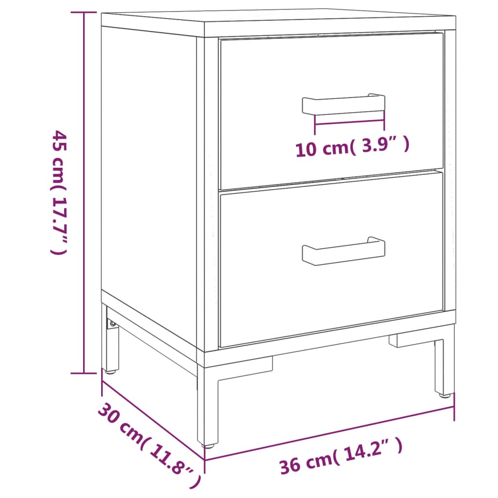 Nattbord 2 stk 36x30x45 cm heltre furu